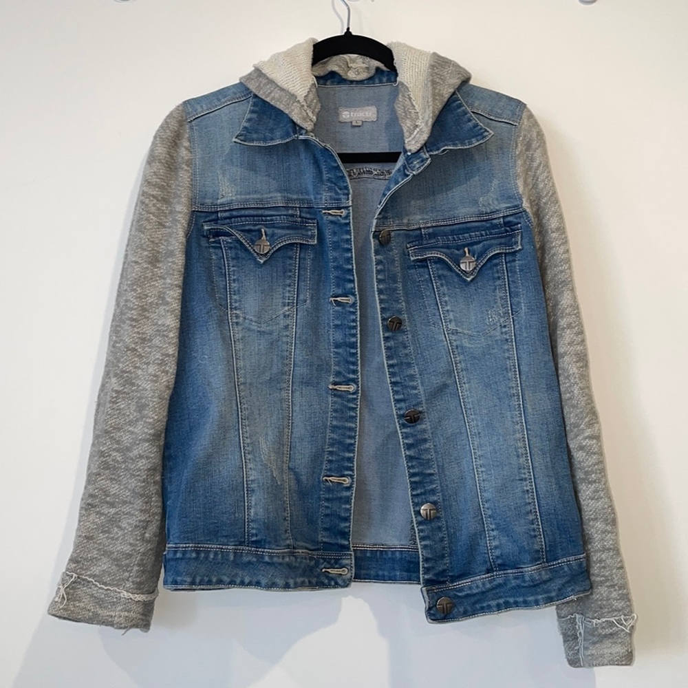 Denim knit combo jacket